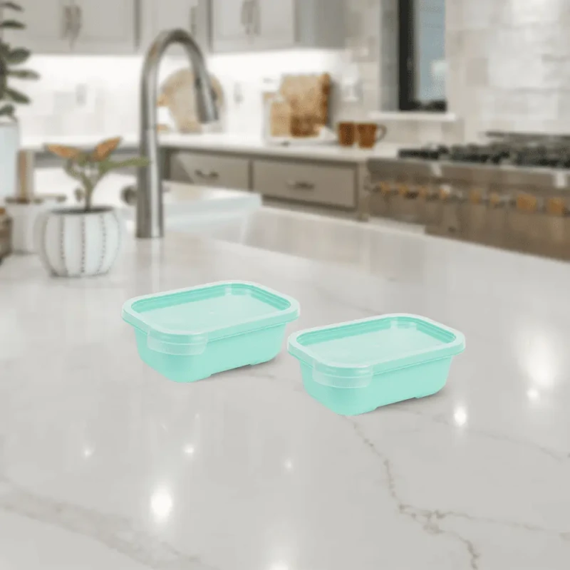 Set turquoise 2 small food pink boxes 0.5L with practical and stylish design