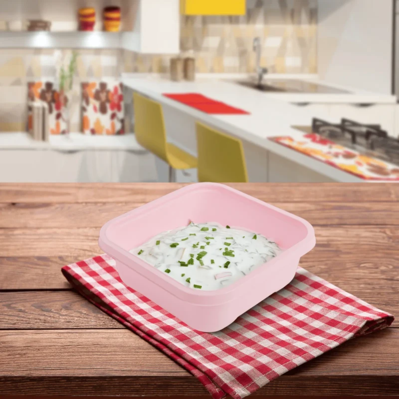 Square shaped set of 5 pink food containers