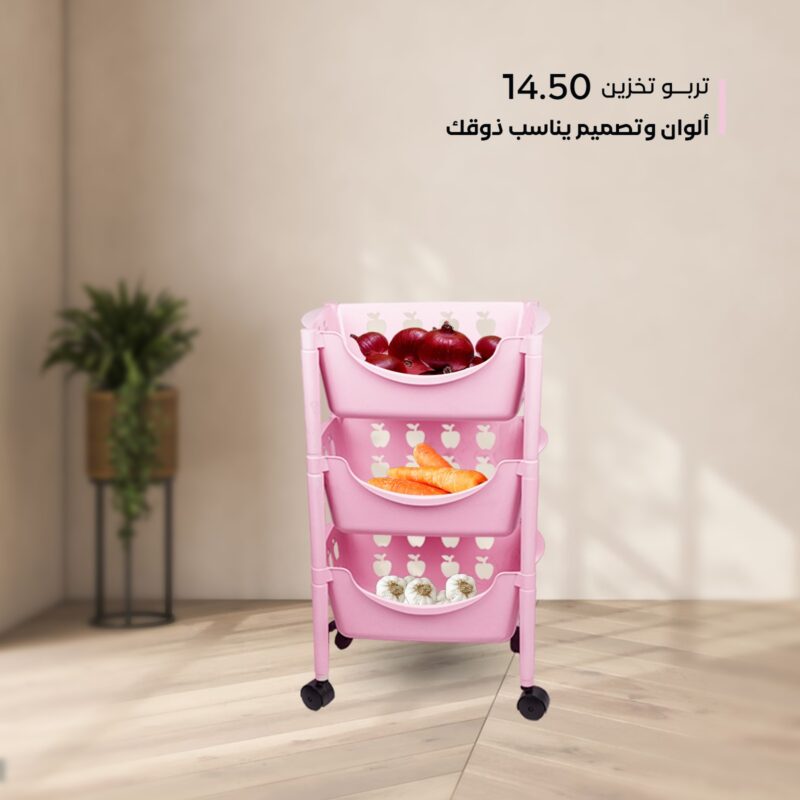 Plastic trolley with wheels for kitchen 3 Tier - Image 36