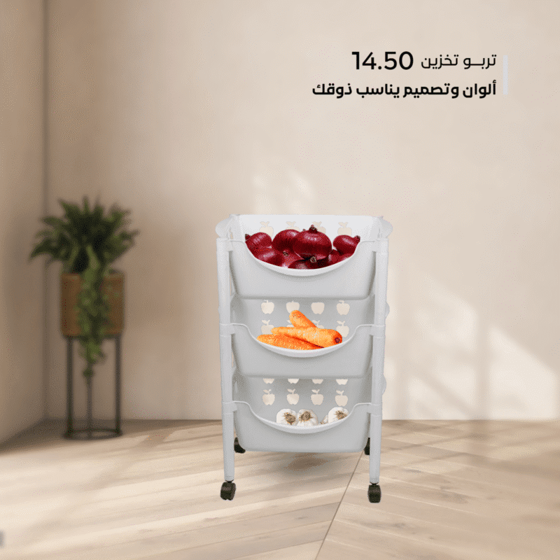 Plastic trolley with wheels for kitchen 3 Tier - Image 3