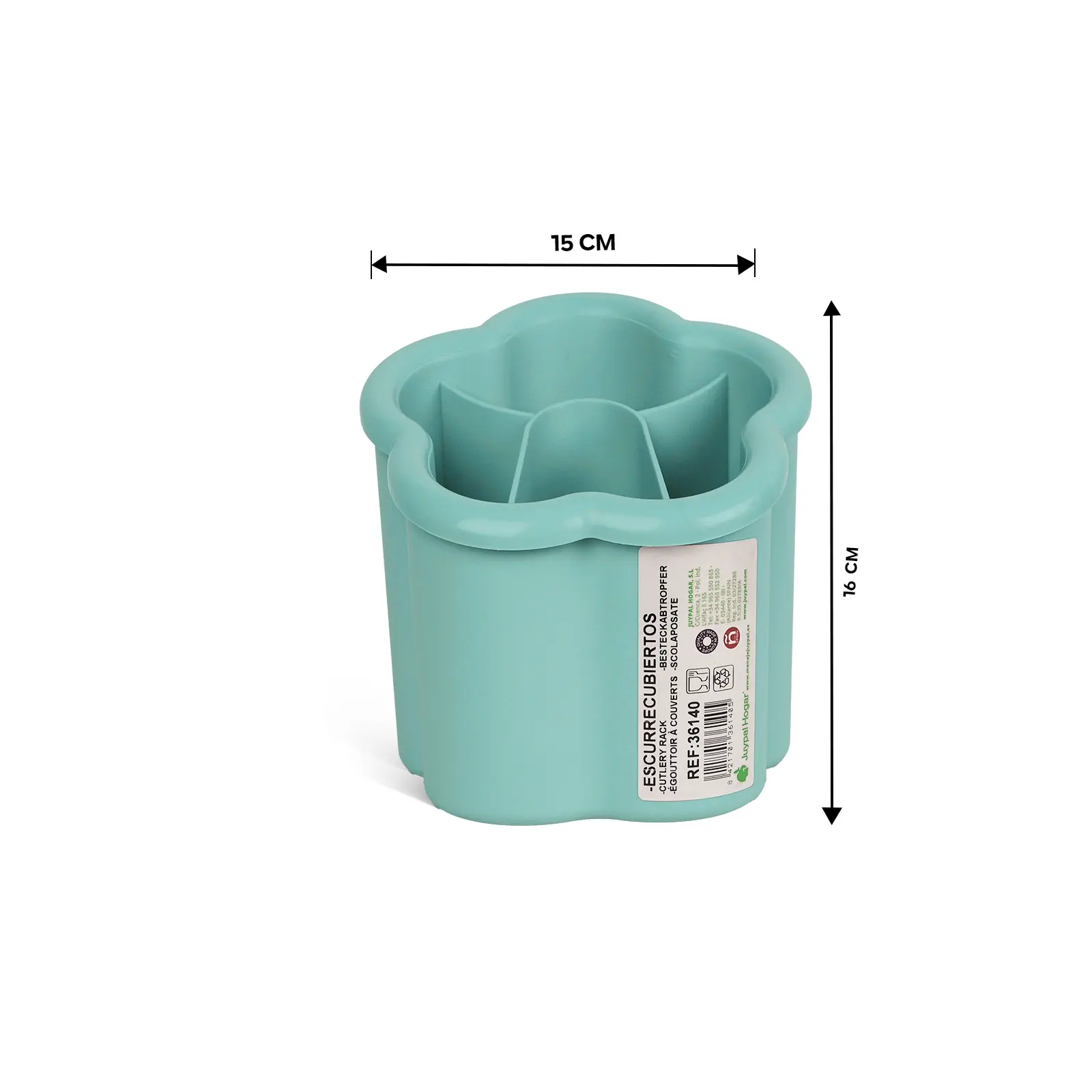 turquoise plastic cutlery organizer designed for spoons size details