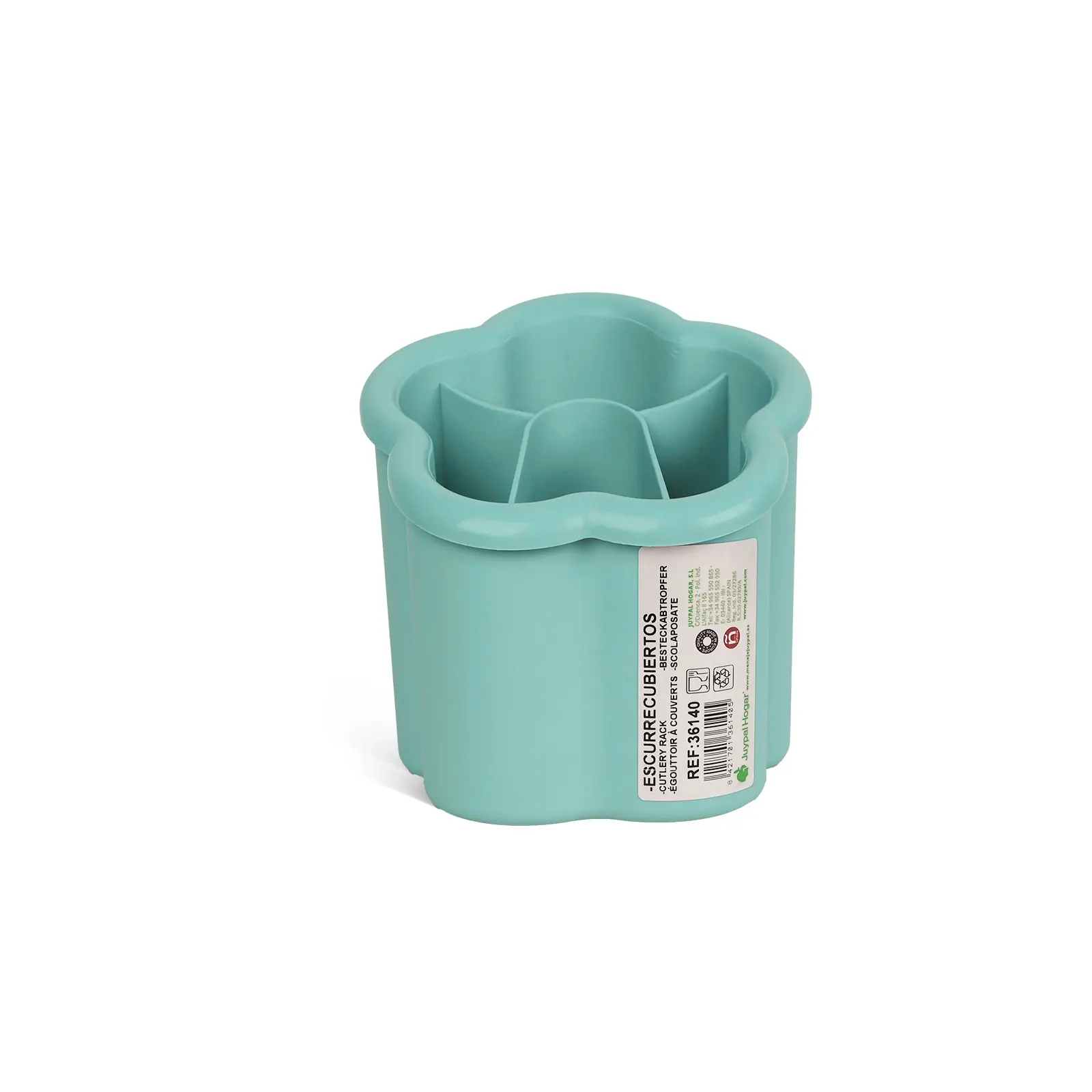 turquoise plastic cutlery organizer designed for spoons
