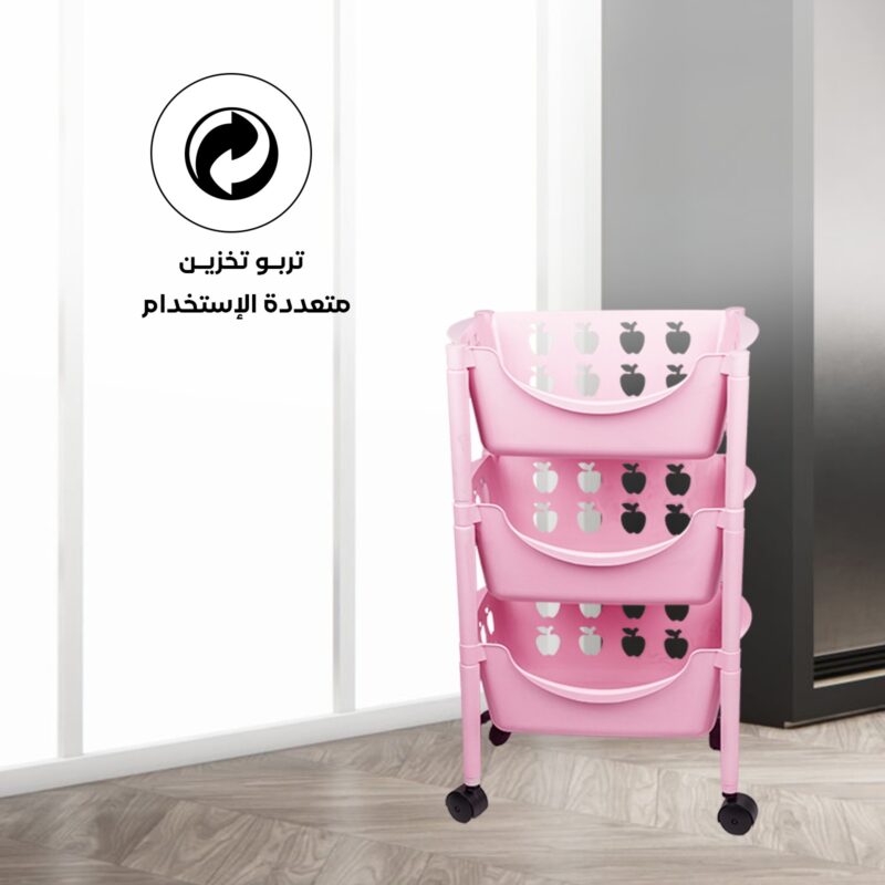 Plastic trolley with wheels for kitchen 3 Tier - Image 37