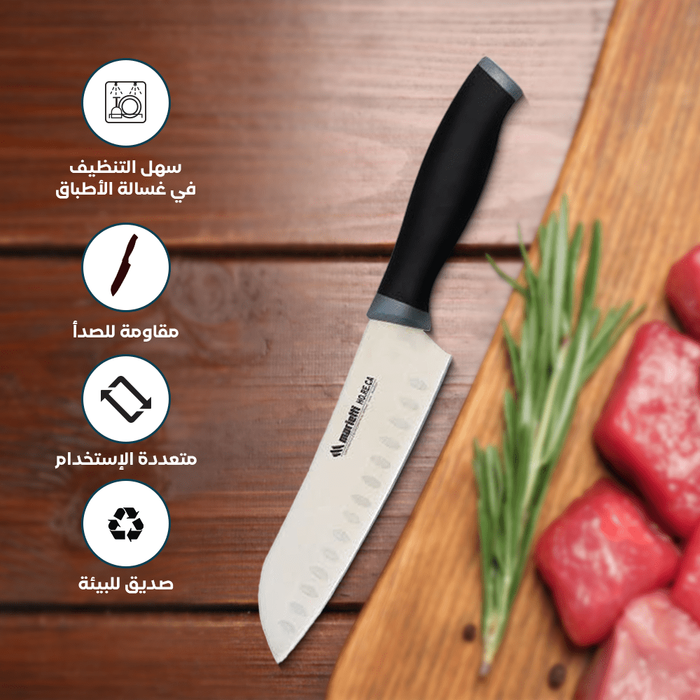 Santoku knife With black handle in gray Size 18 CM - الصورة 7