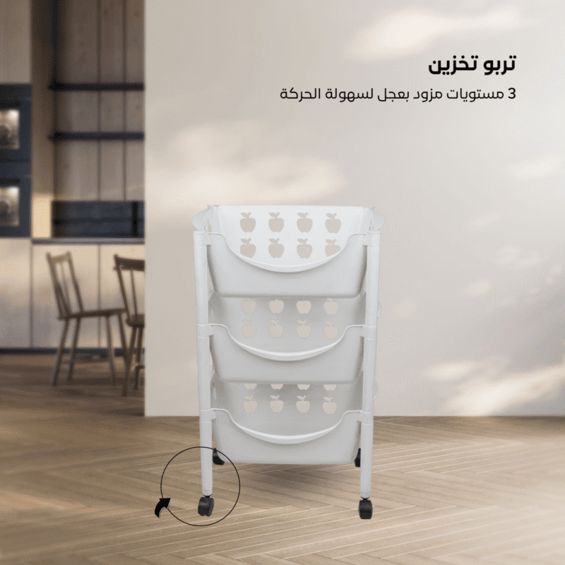 Plastic trolley with wheels for kitchen 3 Tier - Image 5