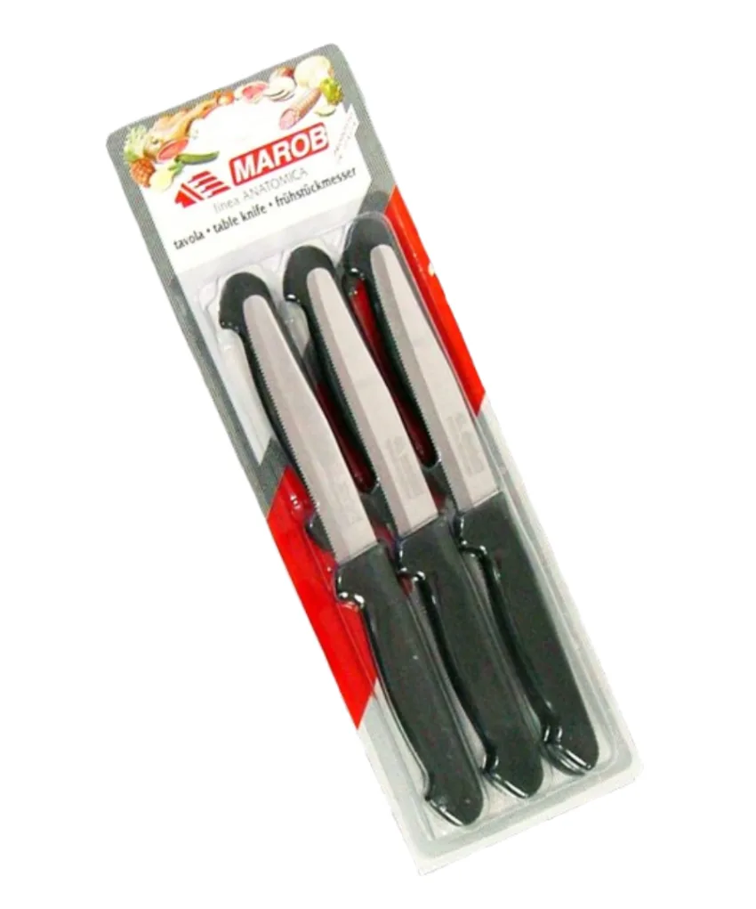 Marietti Steak Knife 3-Piece Set, 11 cm Blade Length, Black