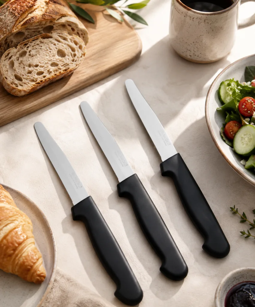 Marietti Steak Knife 3-Piece Set, 11 cm Blade Length, Black