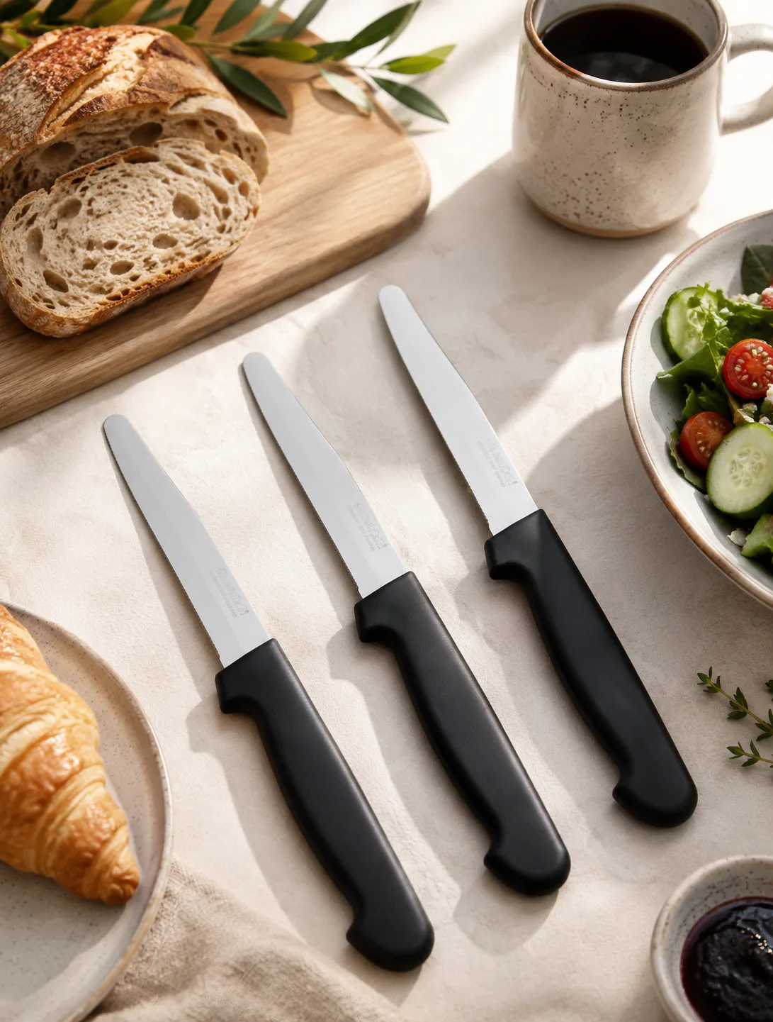 Marietti Steak Knife 3-Piece Set, 11 cm Blade Length, Black