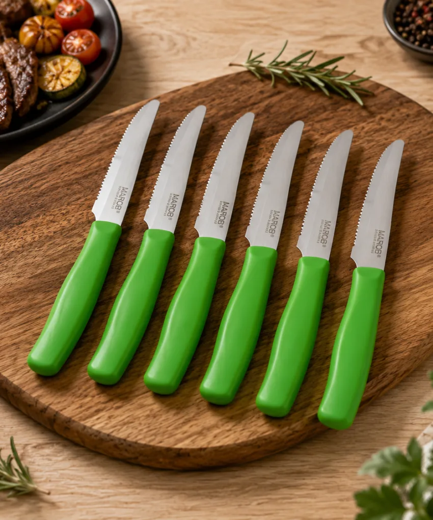 Marietti 6-Piece Serrated Table Knife Set – 11cm Ultra-Sharp Stainless Steel Blades