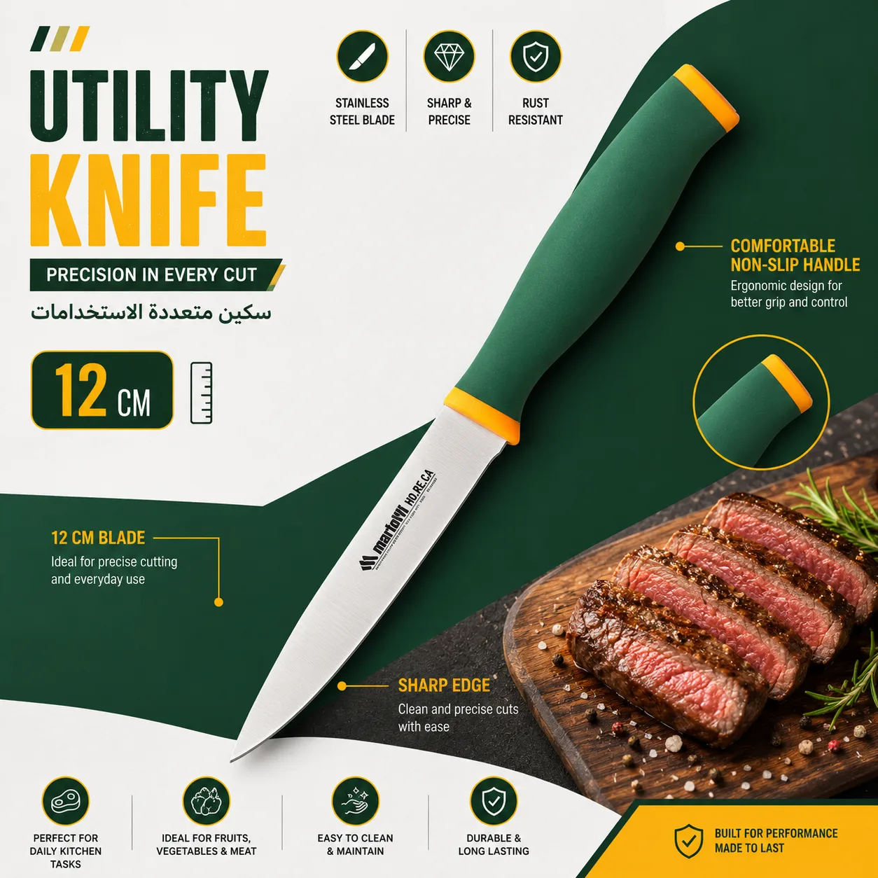 Utility Knife – Green × Yellow - 9 cm - Image 2